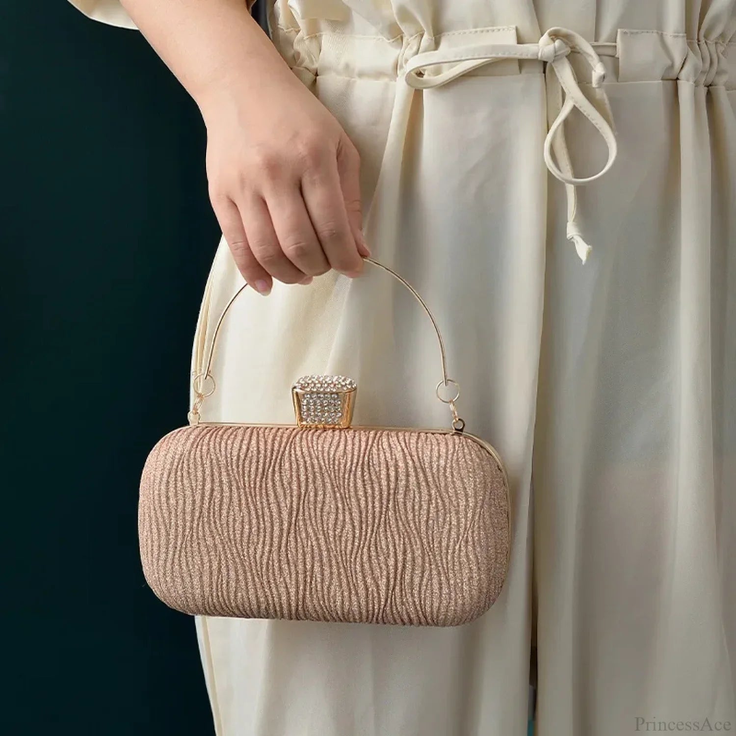 Rose Gold Sequin Evening Clutch Shoulder Bag clutchbag-250126