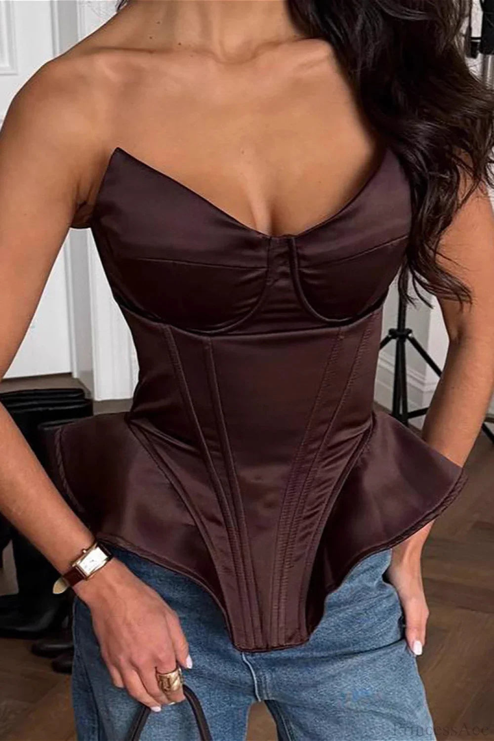 Satin Boned Fitted Bustier Corset