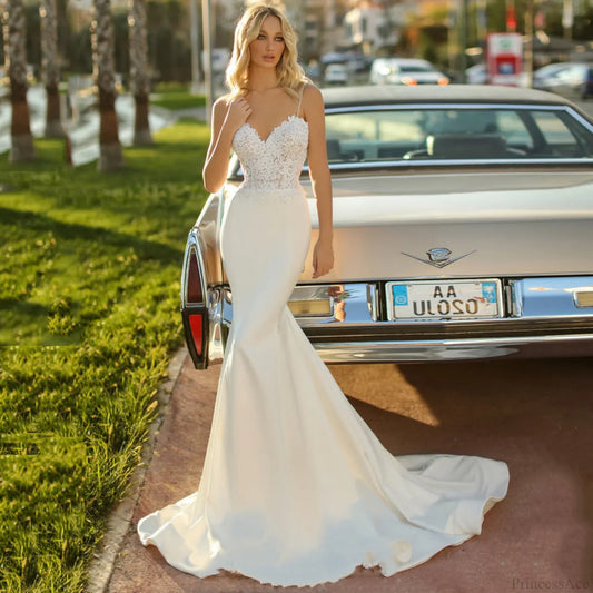 Satin Strapless Mermaid Wedding Dress white / 2 weddingdress-250223