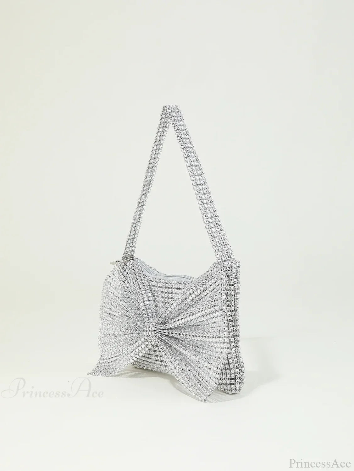 Shiny Rhinestone Bow Evening Clutch Bag XF-28 SLV clutchbag-250126