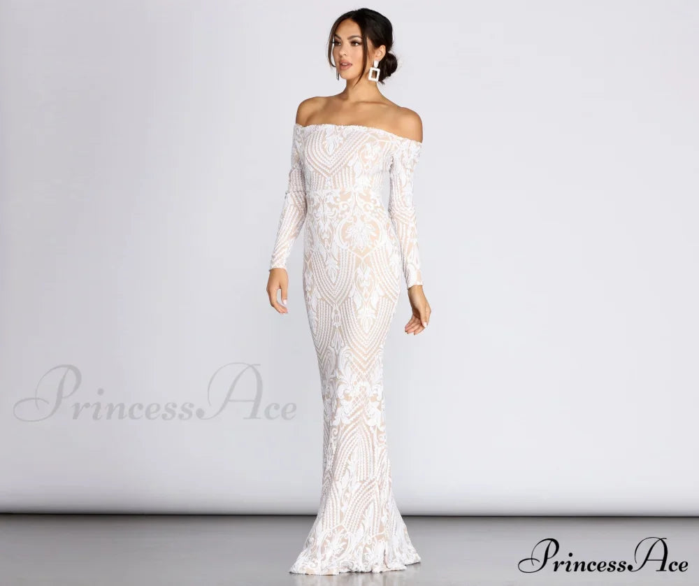 Sierra Sequin Off Charming The Shoulder Formal Dress S.o. Long Dresses