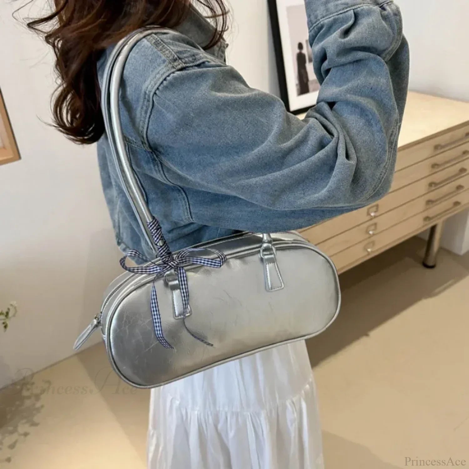 Silver Pillow Crossbody Shoulder Bag shoulder-250126