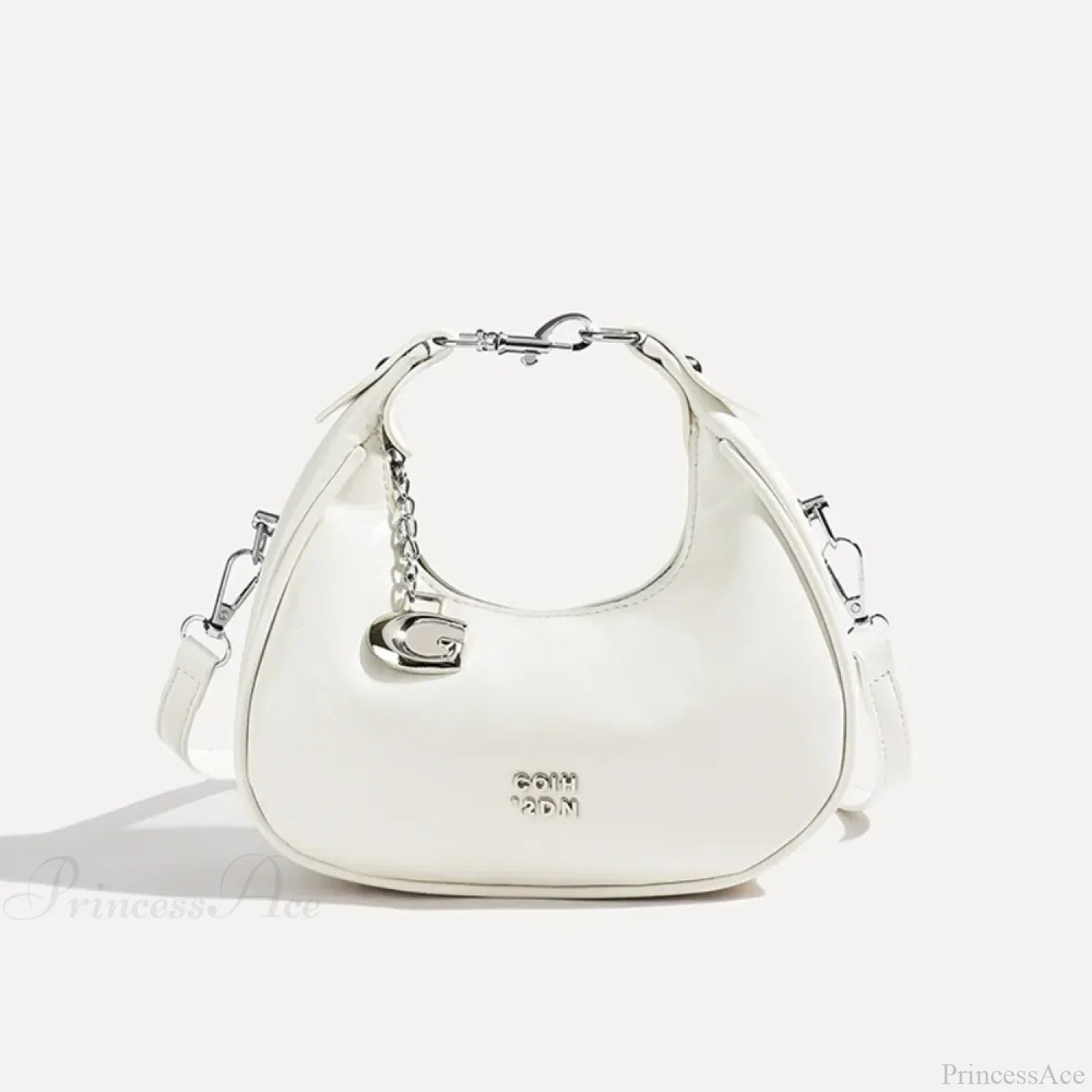 Simple Versatile Solid Color Shoulder Messenger Handbag White handbag-250126