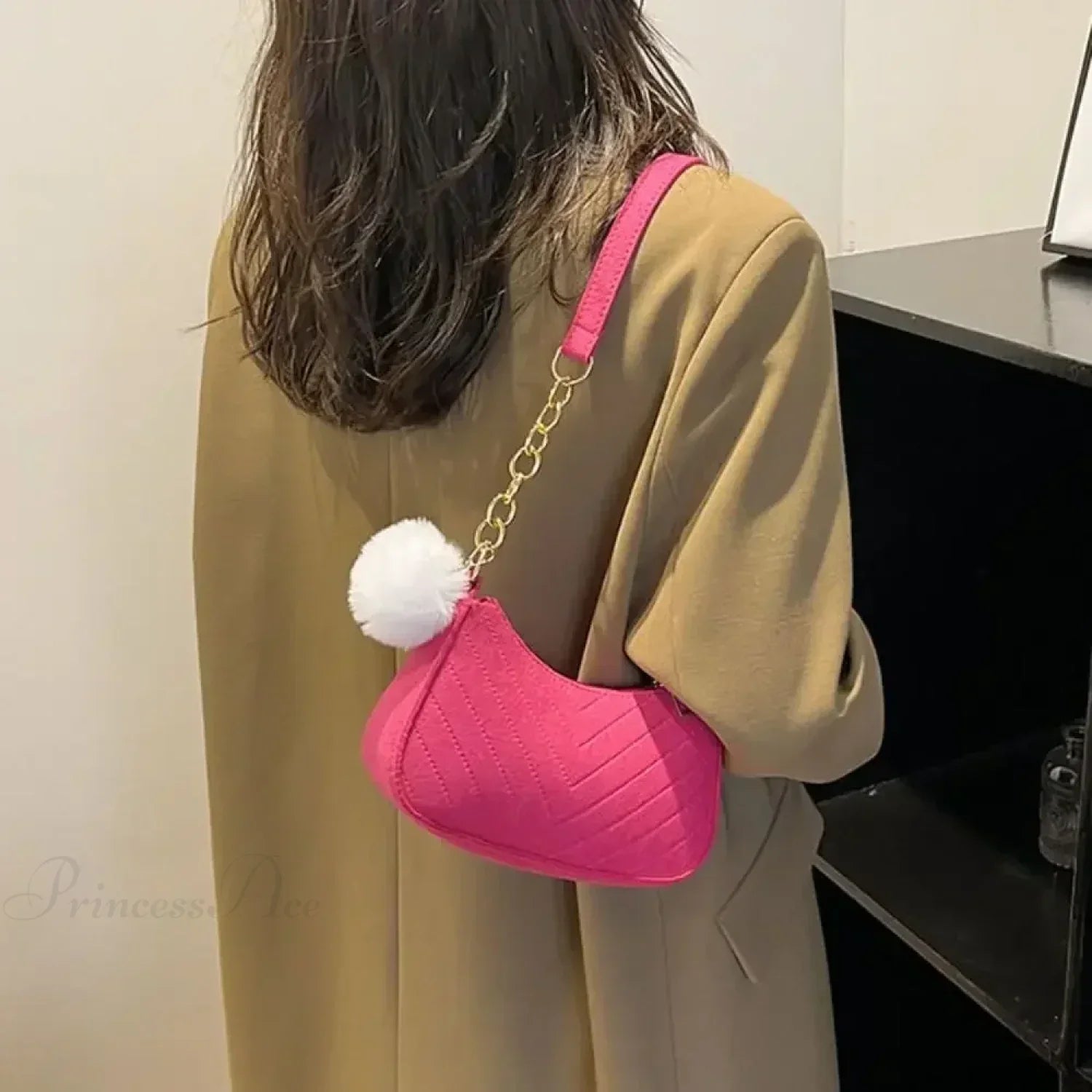 Solid Color Mini Underarm Shoulder Bag shoulder-250126