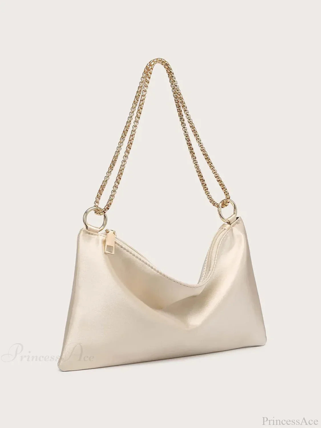 Solid Metal Chain Underarm Evening Wedding Clutch Bag Champagne clutchbag-250126