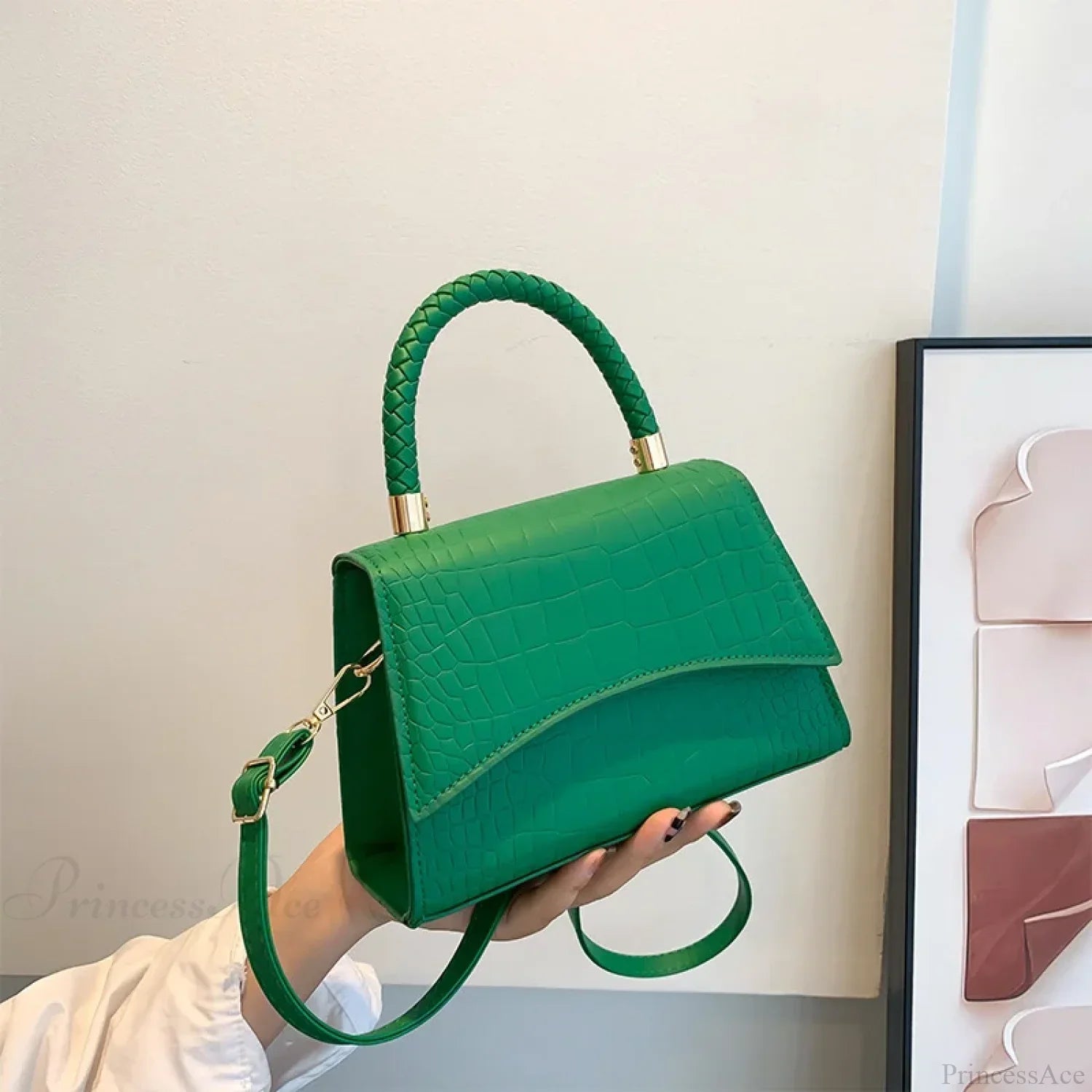 Solid PU Leather Designer Casual Crossbody Top Handle Handbag handbag-250126