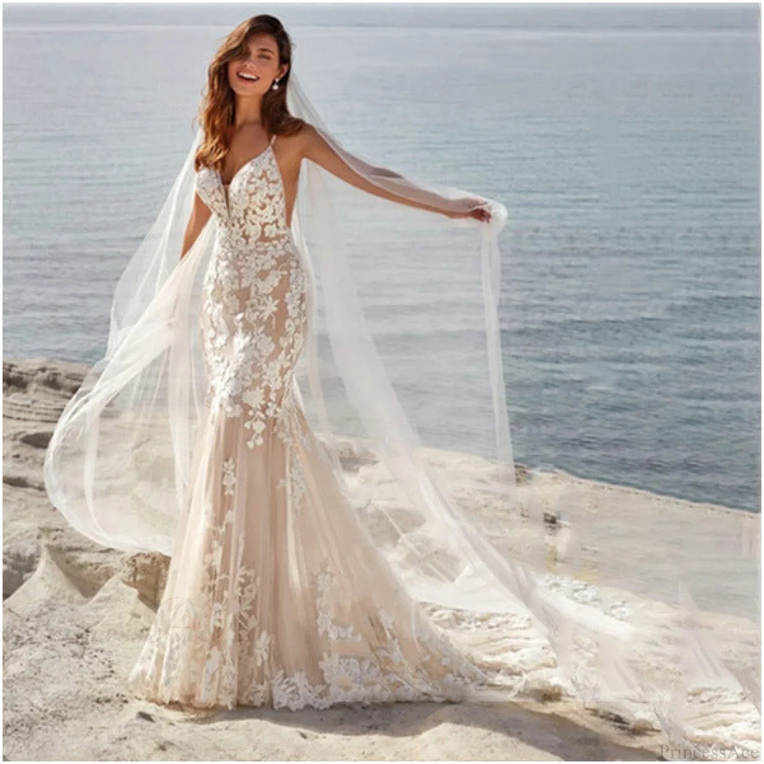 Spaghetti Strap Elegant Wedding Dress weddingdress-250223