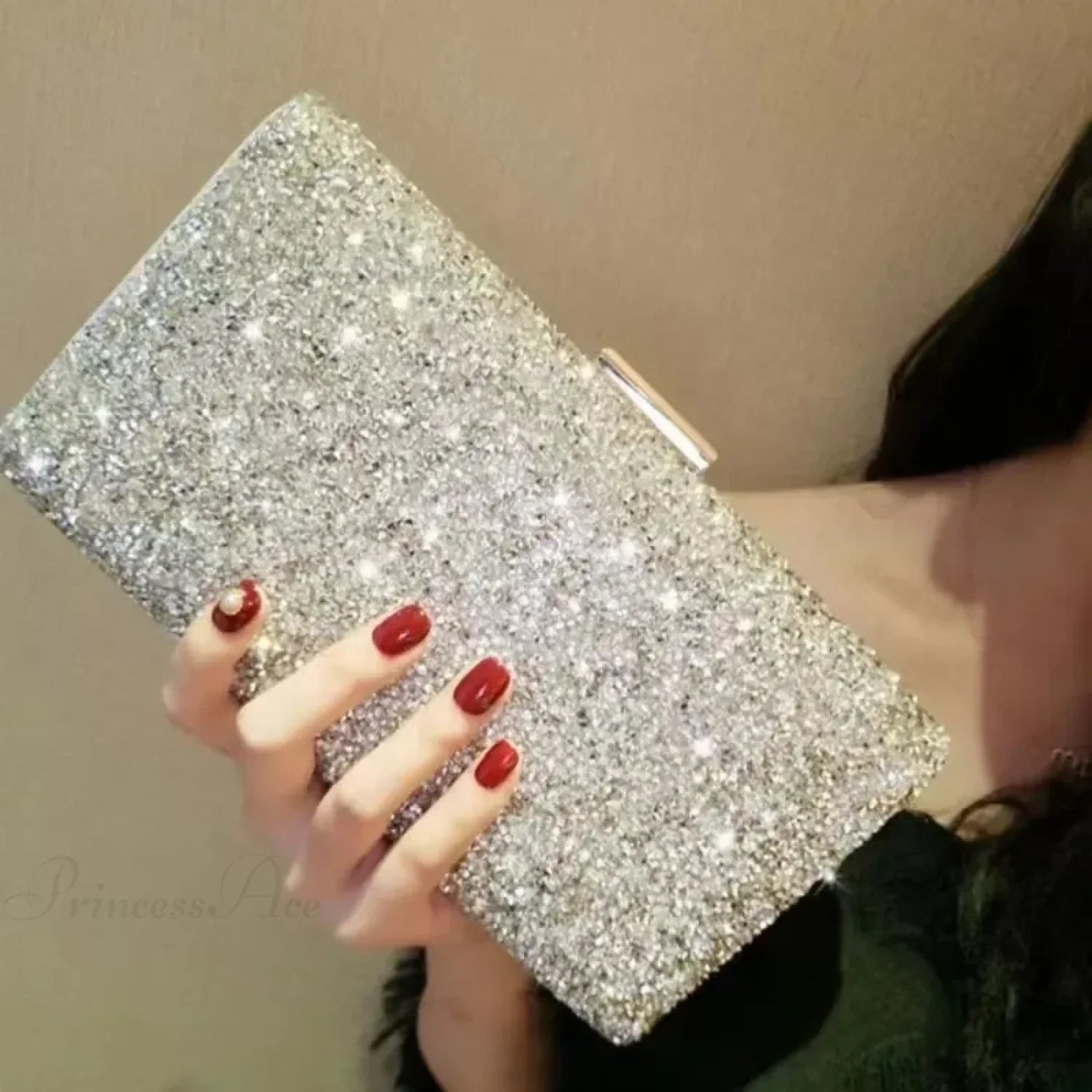 Square Bags Women’s Party Evening Clutch Bag SILVER / (20cm clutchbag-250126