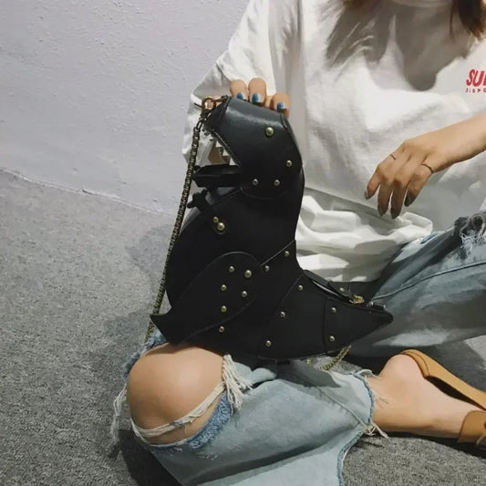 Star Tote Denim Chain Shoulder Bag Black shoulder-250126