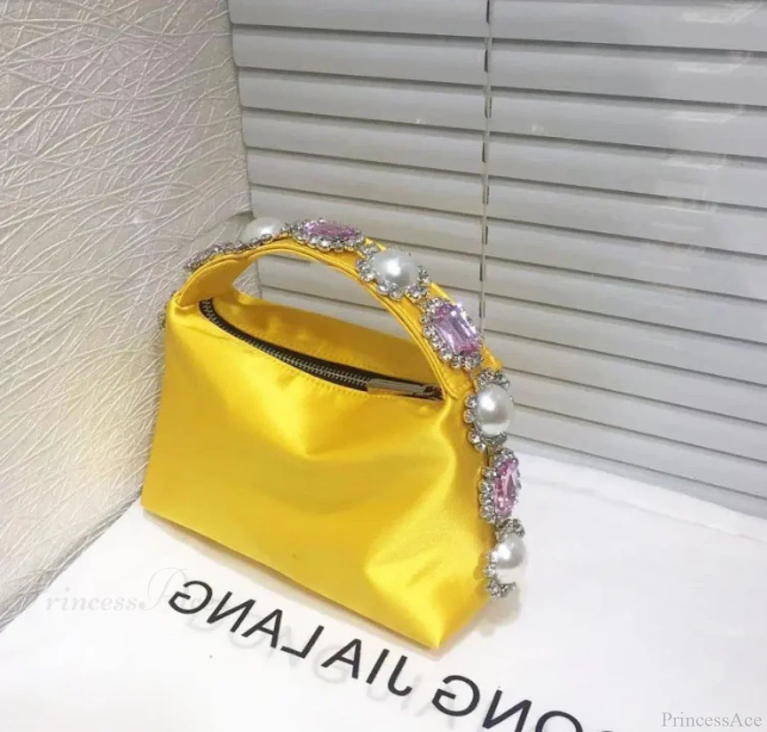 Stones Silk Phone Handbag Wristlet Yellow wristlet-250126