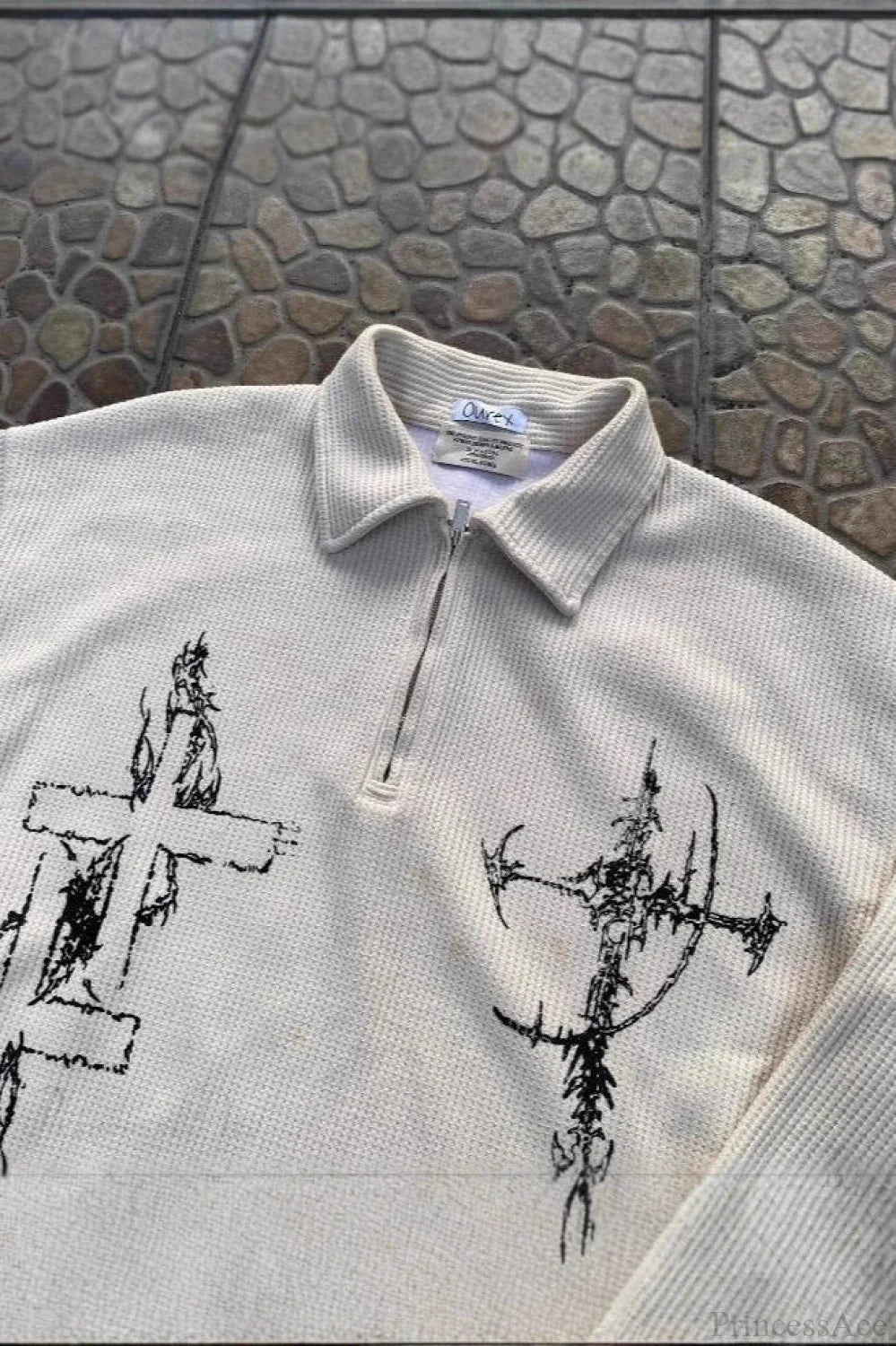 Street-Inspired Oversized Gun Graphic Letter Sweatshirt