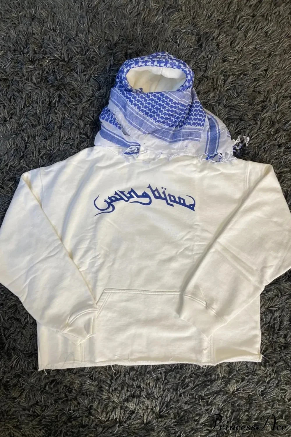 Street Trendy Headscarf Design Hoodie White / S