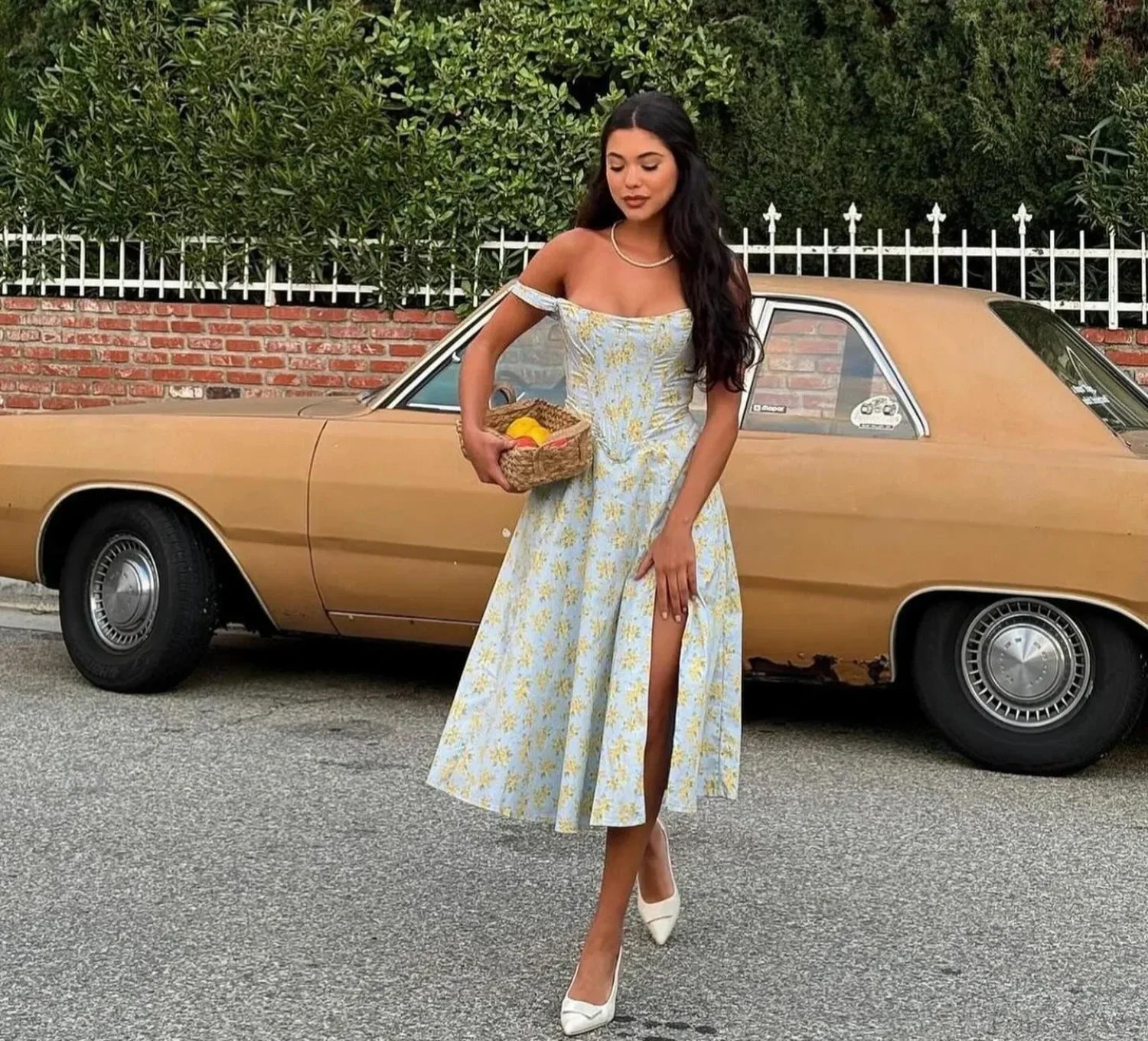 Suninheart Green Floral Vacation Dress blue print / XS vacationdress-250223