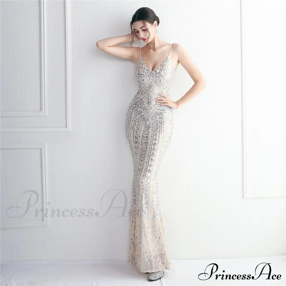 Taisia Formal Stylish Sequin Scroll Dress S.o. Long Dresses