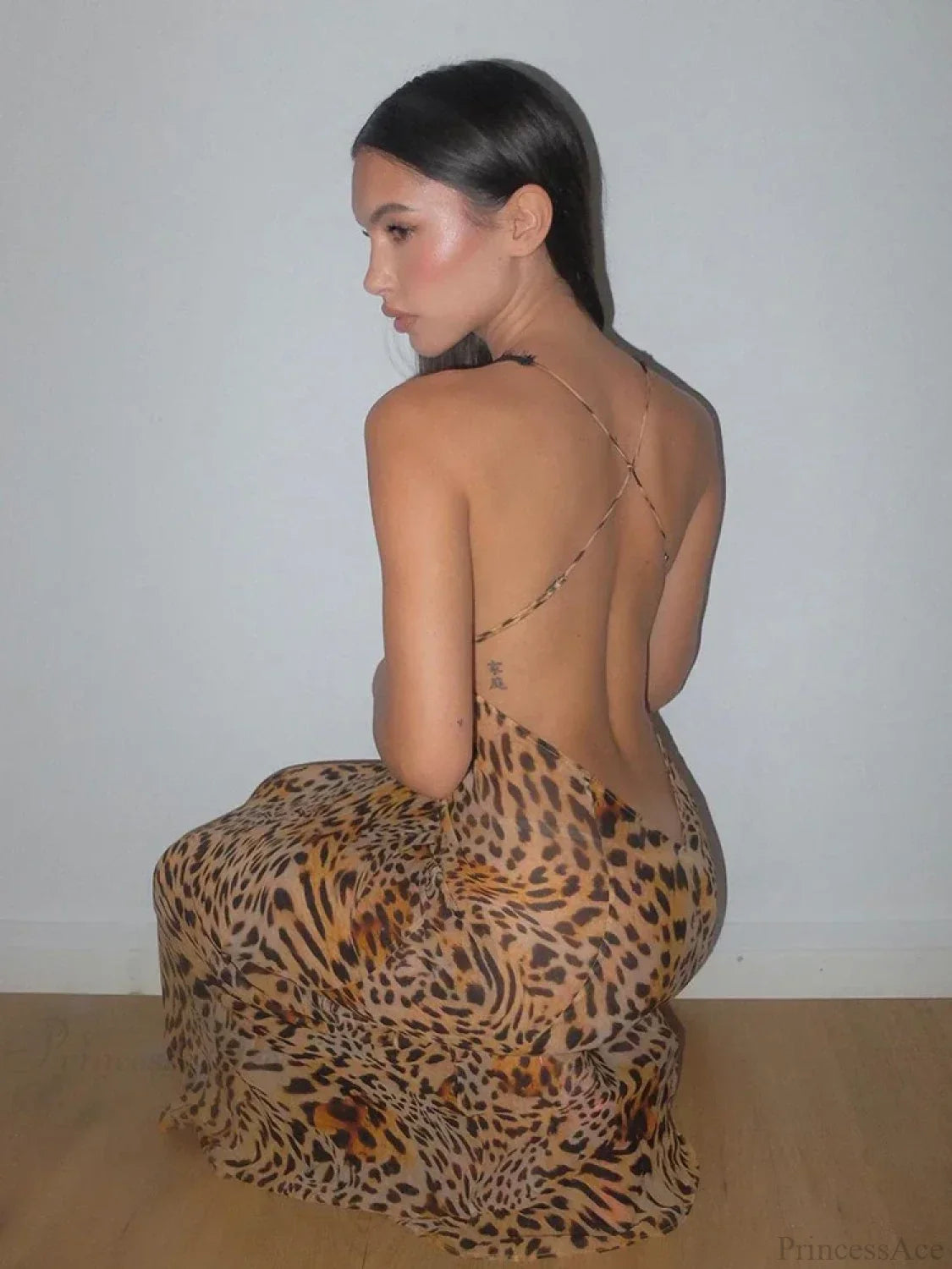 Tie Dye Floral Chiffon Vacation Dress vacationdress-250223