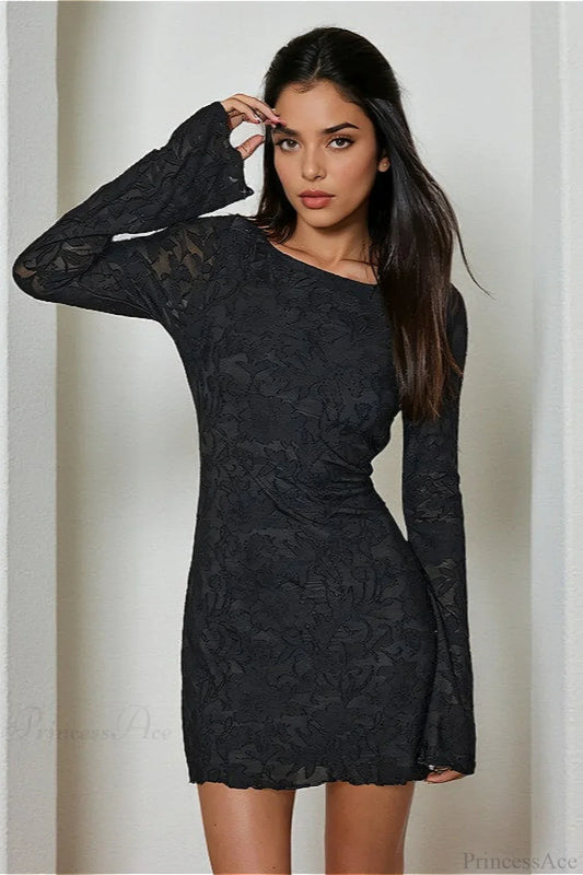 Tie Sheer Backless Bodycon Mini Dress