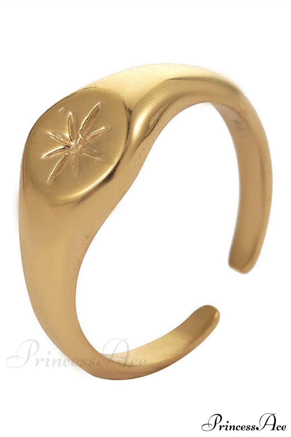 Titanium Steel Gold Plated Eight-Pointed Star Rings