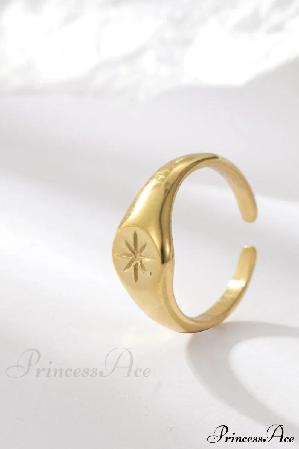 Titanium Steel Gold Plated Eight-Pointed Star Rings