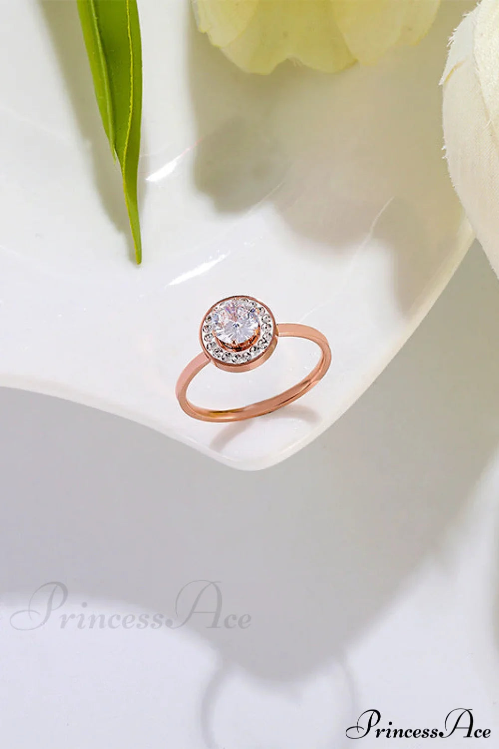 Titanium Steel Shining Diamond Hoop Ring