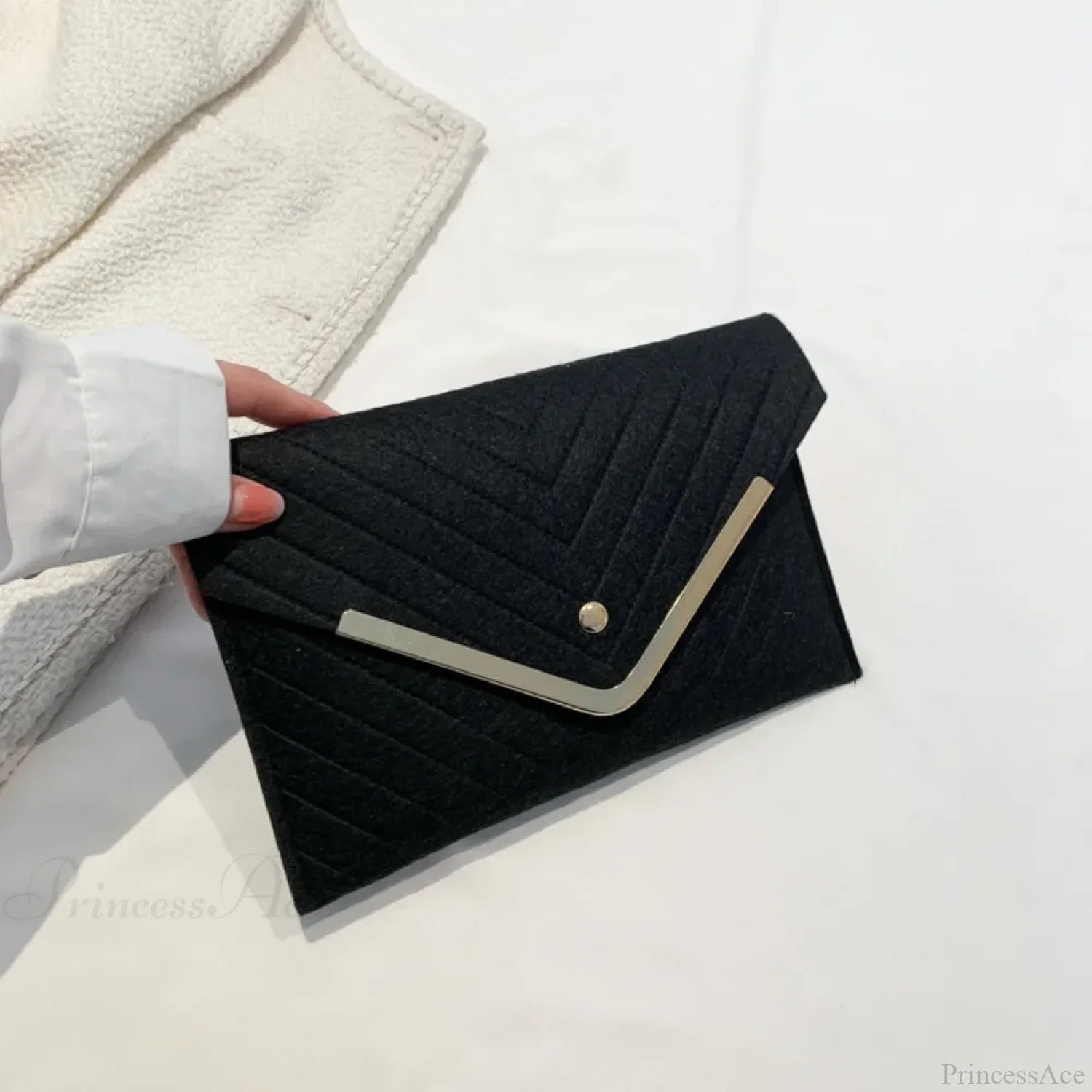 Trendy Evening Felt Envelope Clutch Wristlet wristlet-250126