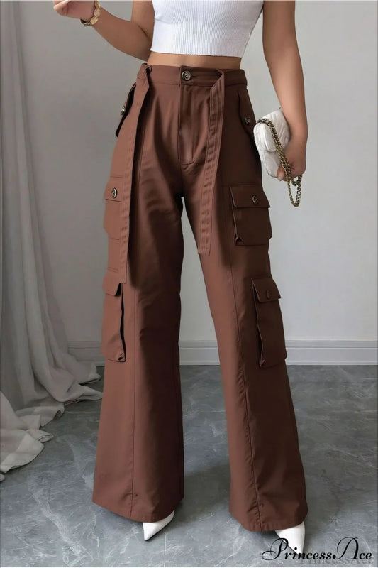 Vintage Denim Multi-Pocket Cargo Pants Dark Brown / S