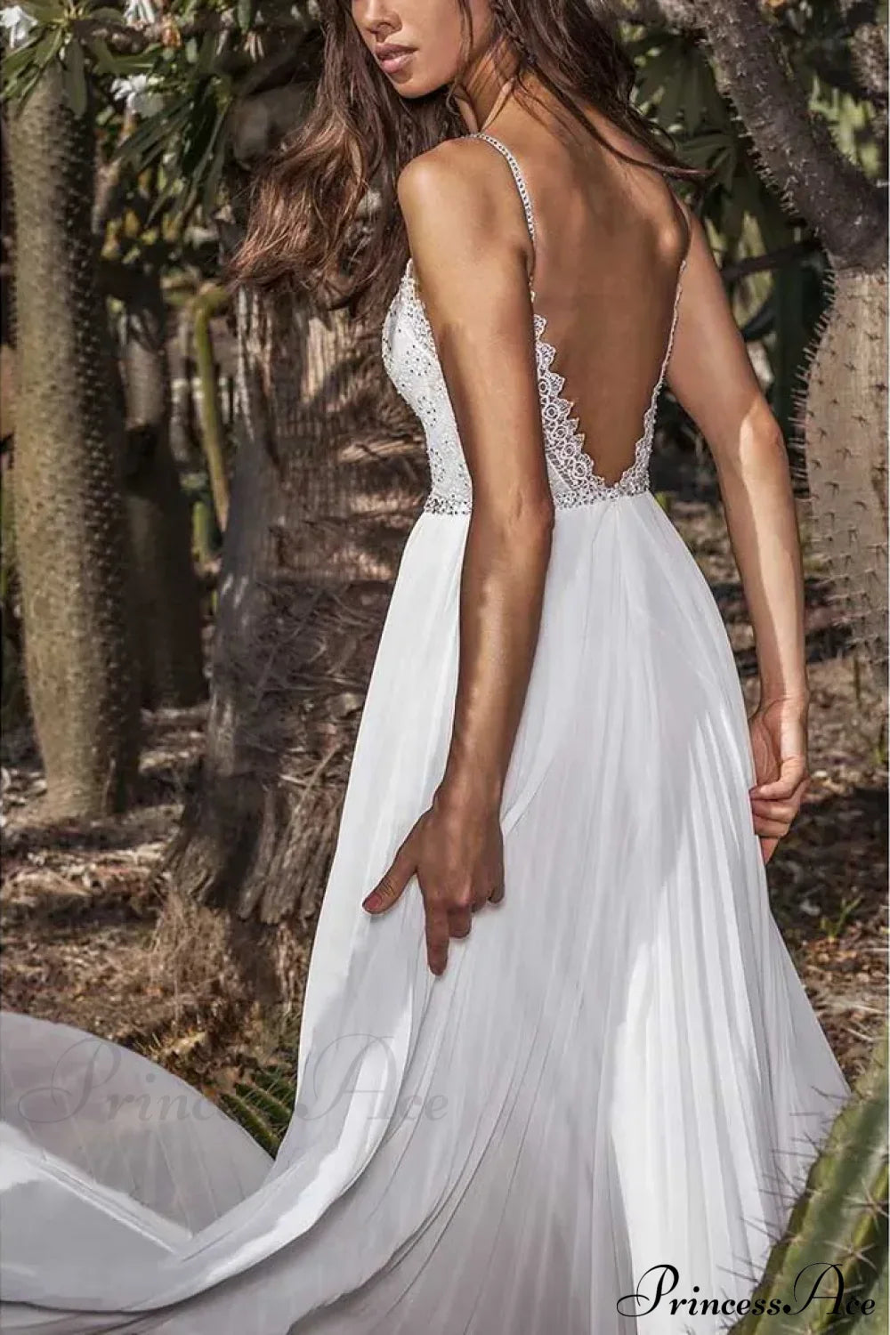 White Lace Maxi V-Neck Slim Sleeveless Boho Dress