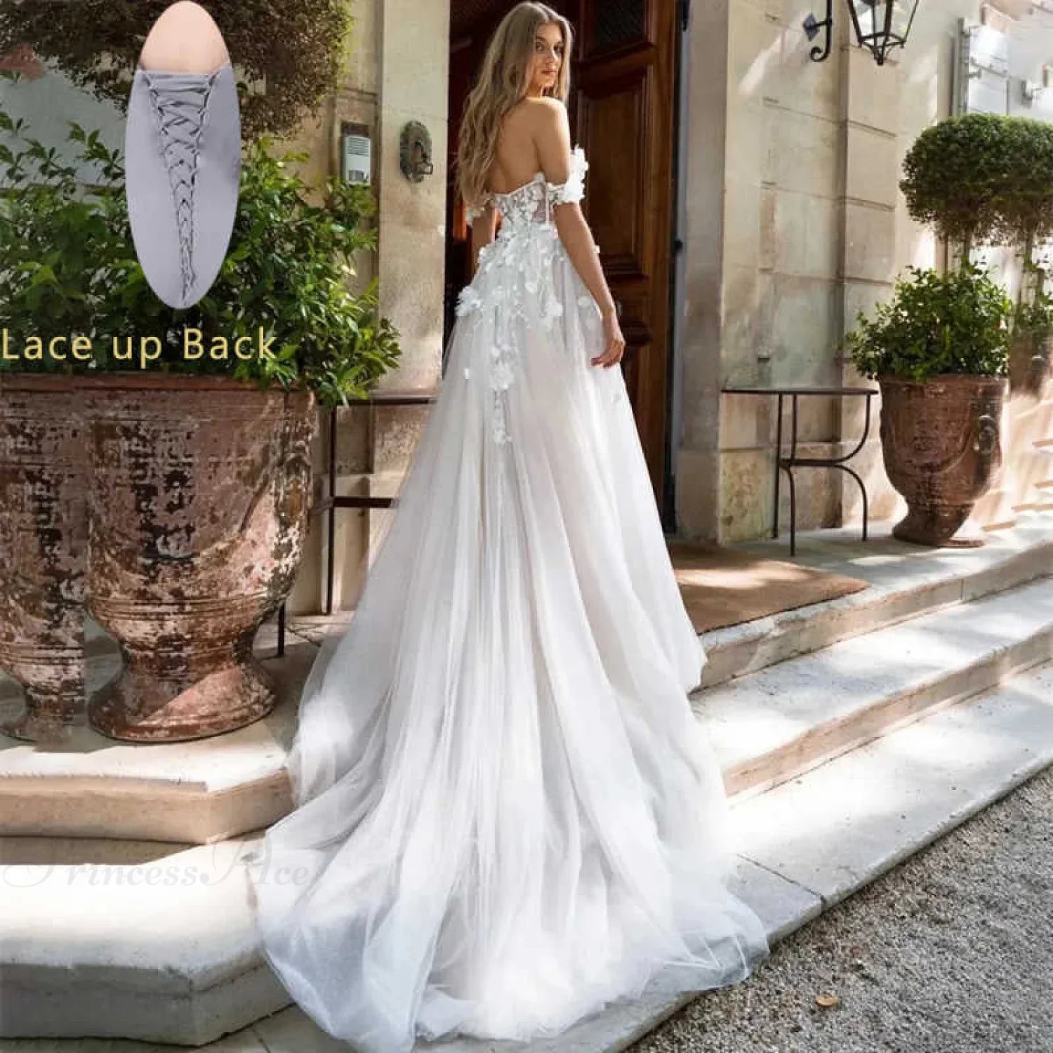 White Mermaid Lace Backless Wedding Dress weddingdress-250223