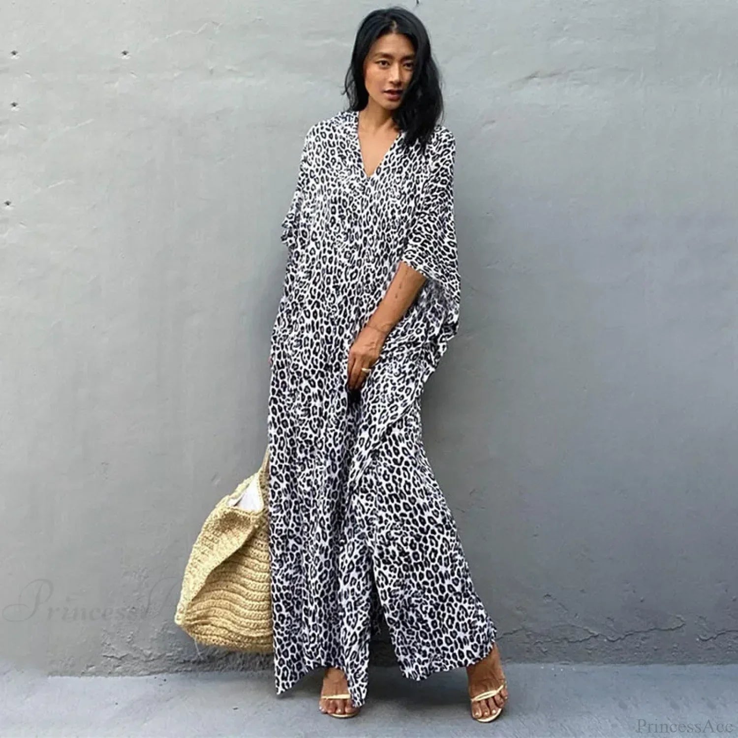 Women Swimsuit Kaftan Tunic Beach Cover Up black2 / One Size