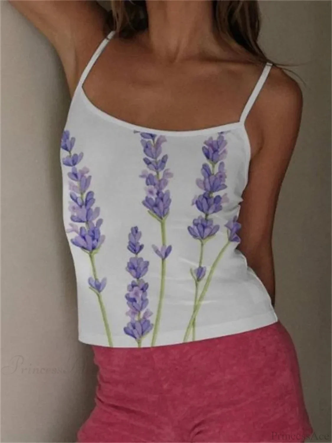 Y2K Flower Print Slim Strap Tank Crop Top WHITE1 / S croptop-250126