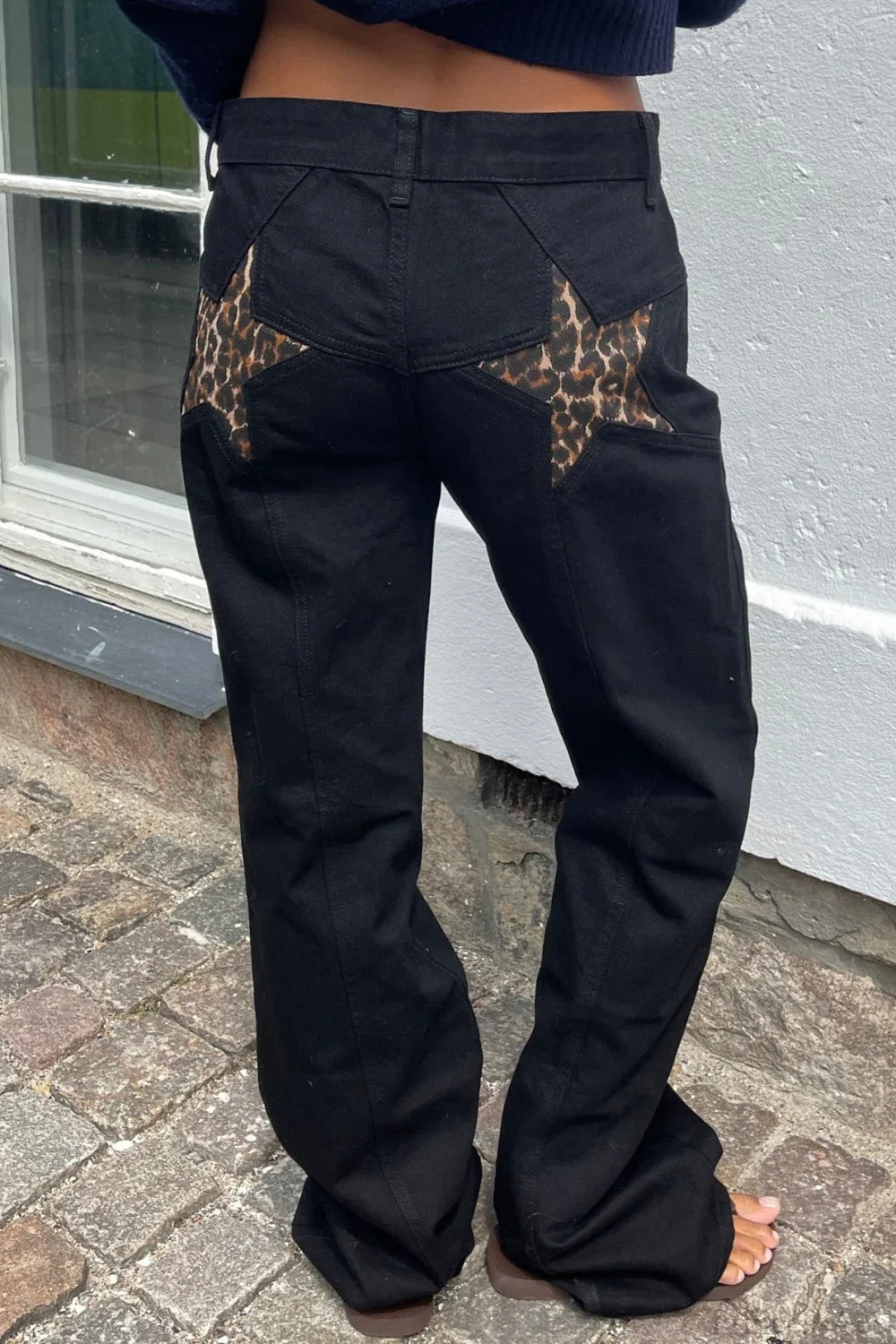 Y2K Star Color-Block Patchwork Jeans Black / S
